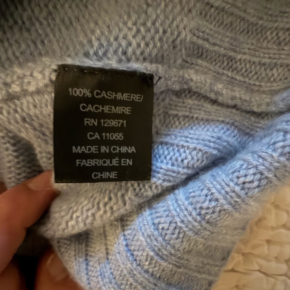 360 Cashmere Blue Mock Neck Sweater | Medium - Picture 5 of 11